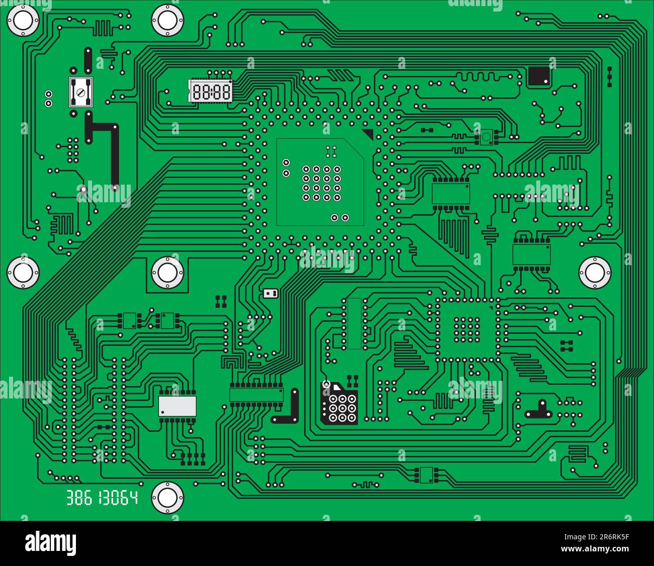 Sfondo vettoriale elettronico industriale verde hi-tech Illustrazione Vettoriale