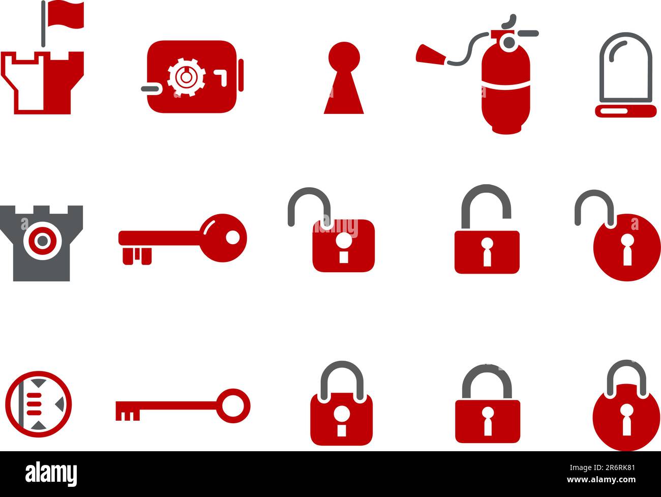 Pacchetto icone vettoriali - serie rossa, raccolta di sicurezza Illustrazione Vettoriale