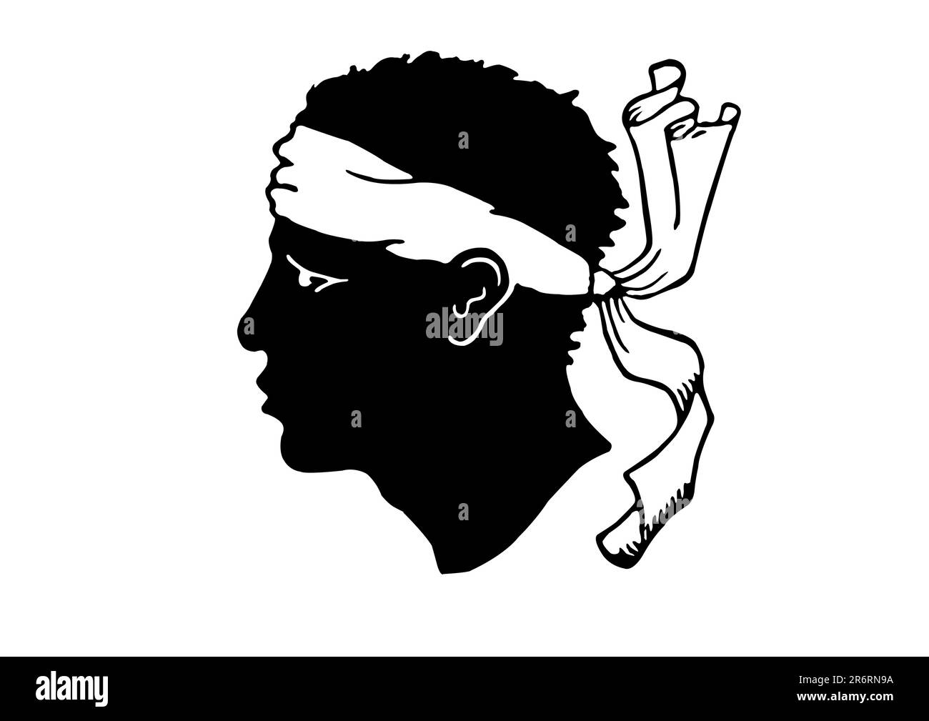 Testa moresca con bandanna simbolo nazionale dell'isola di Corsica, Francia Illustrazione Vettoriale