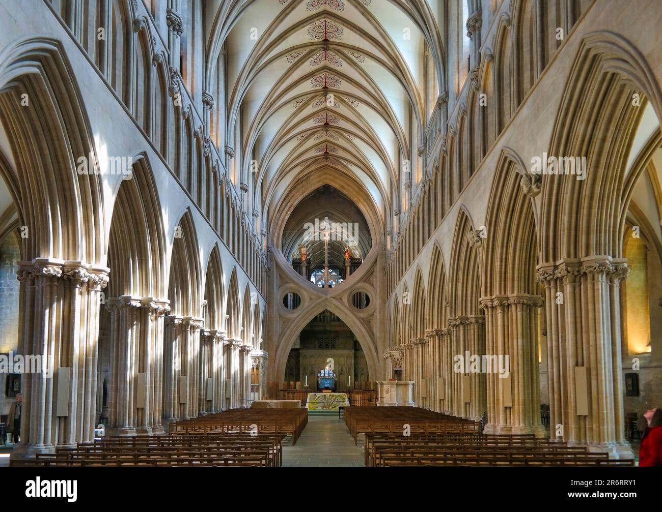 Cattedrale di Wells, che mostra un arco a forbice, 1175 Foto Stock