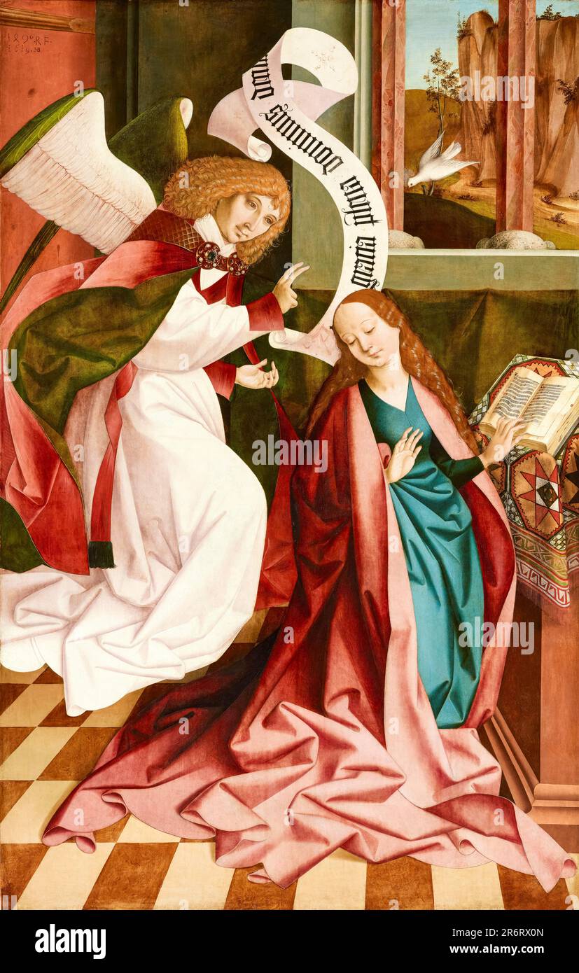 Rueland Frueauf la pittura anziana, Annunciazione a Maria, 1490-1491 Foto Stock