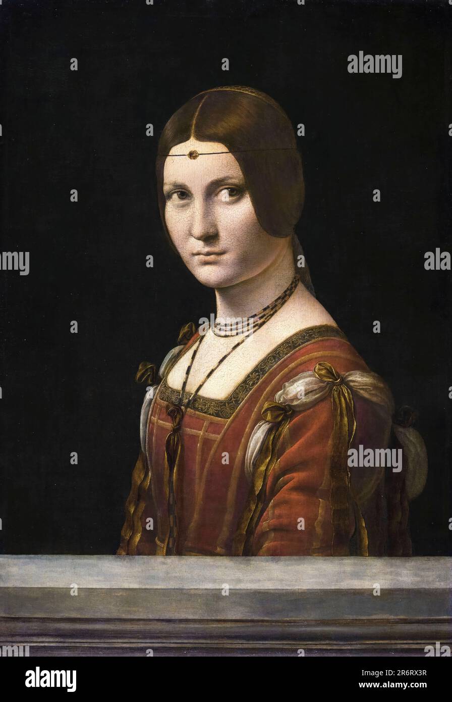 Leonardo da Vinci, Ritratto di una donna sconosciuta, 'la Belle Ferronniere', ritratto dipinto ad olio su tavola, circa 1496 Foto Stock
