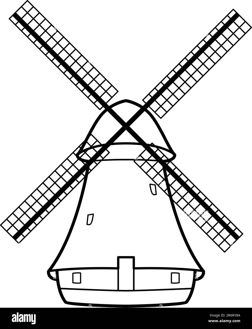 Illustrazione vettoriale del vecchio mulino a vento. Illustrazione Vettoriale