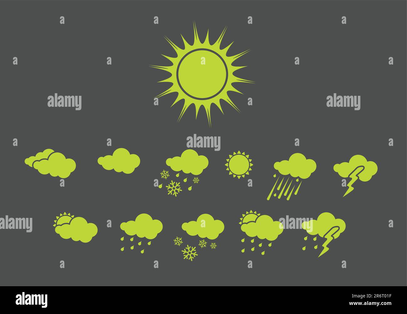 Illustrazione vettoriale ? Set di eleganti icone meteo per tutti i tipi di condizioni meteorologiche Illustrazione Vettoriale