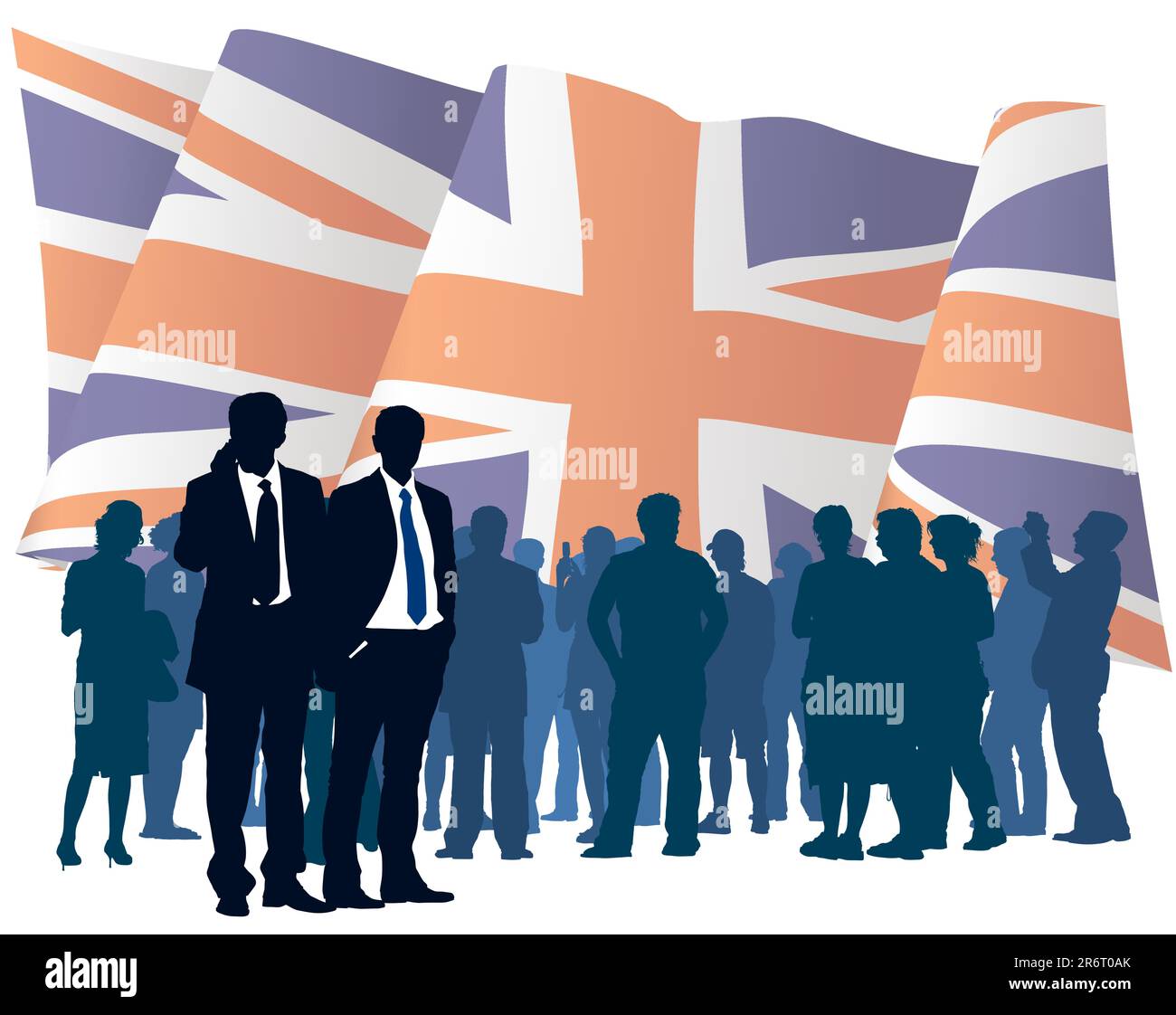 English imprenditori con bandiera nazionale, concettuale business illustrazione. Illustrazione Vettoriale