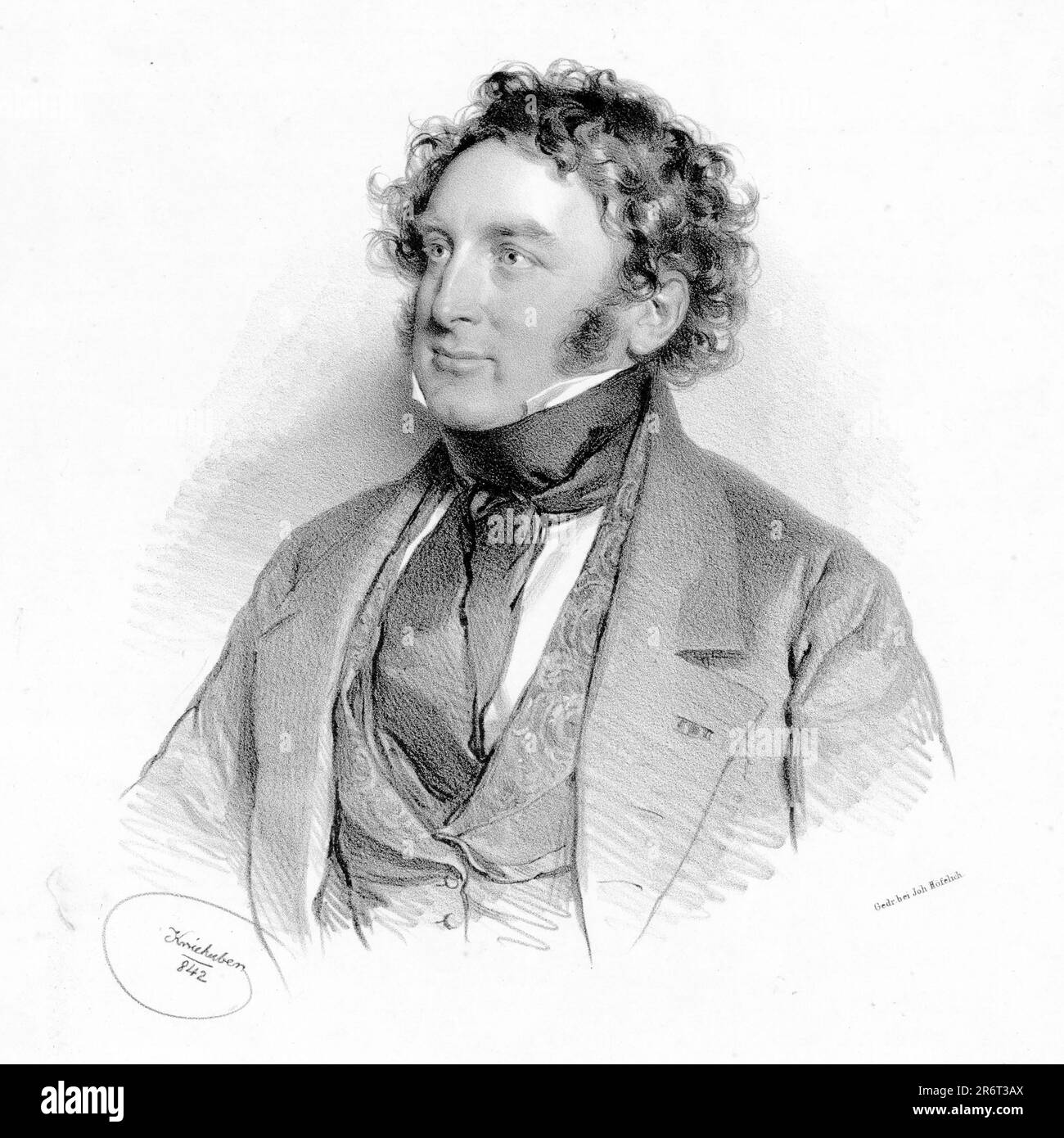 Ritratto del compositore e arpista Nicolas-Charles Bochsa (1789-1856). Museo: COLLEZIONE PRIVATA. Autore: JOSEF KRIEHUBER. Foto Stock