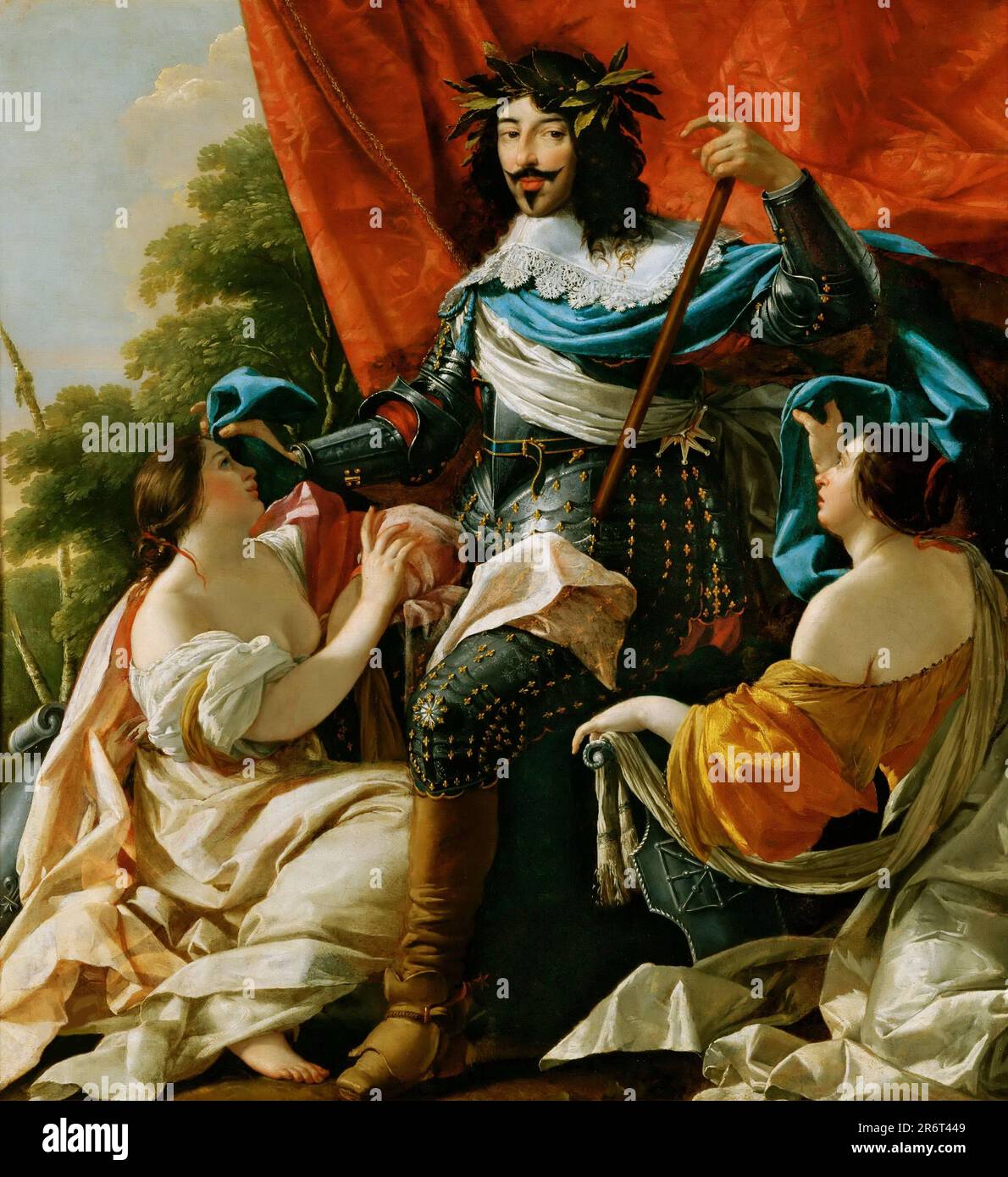 Luigi XIII tra due figure che simboleggiano la Francia e la Navarra. Museo: Museo del Louvre, Parigi. Autore: SIMON VOUET. Foto Stock