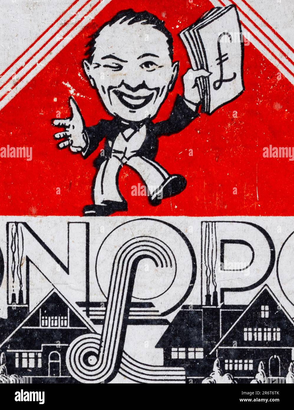 Vintage Monopoly gioco da tavolo, realizzato da Waddington's di Londra e Leeds durante la seconda guerra mondiale, mostrando da vicino la copertina della scatola Foto Stock