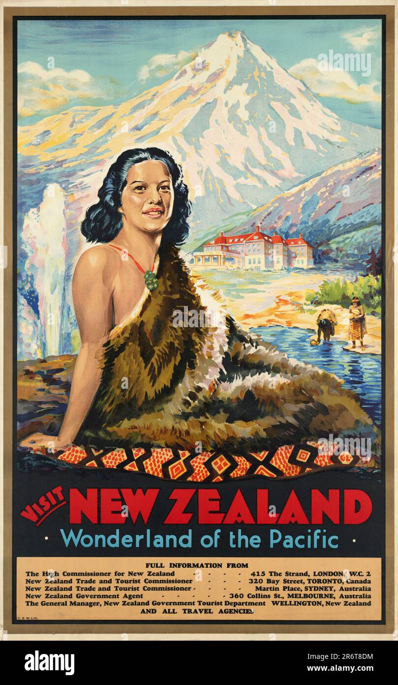 Visita Nuova Zelanda. Paese delle meraviglie del Pacifico. Museo: COLLEZIONE PRIVATA. Autore: Carl Thorwald Laugesen. Foto Stock