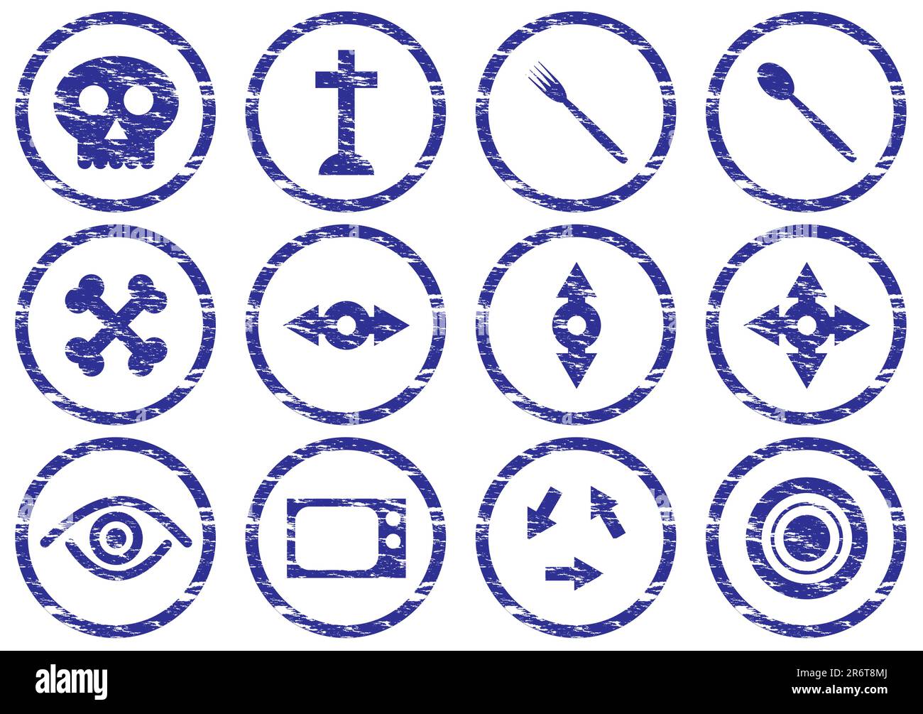 Set di icone dei gadget. Grunge. Bianco - blu scuro. Illustrazione vettoriale. Illustrazione Vettoriale