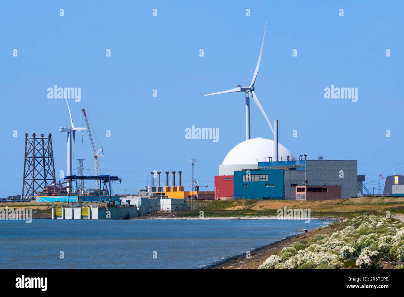 Centrale nucleare borssele con reattore ad acqua pressurizzata (PWR), unica centrale nucleare per la produzione di energia elettrica nei Paesi Bassi in Zeeland Foto Stock