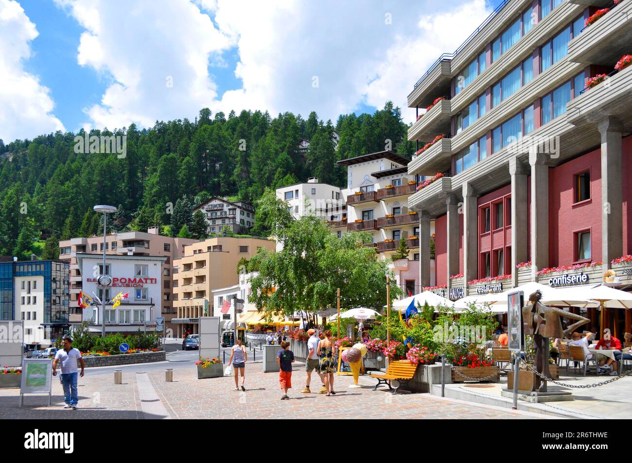 Svizzera, St. Moritz centro città, centro, alberghi, appartamenti Foto Stock