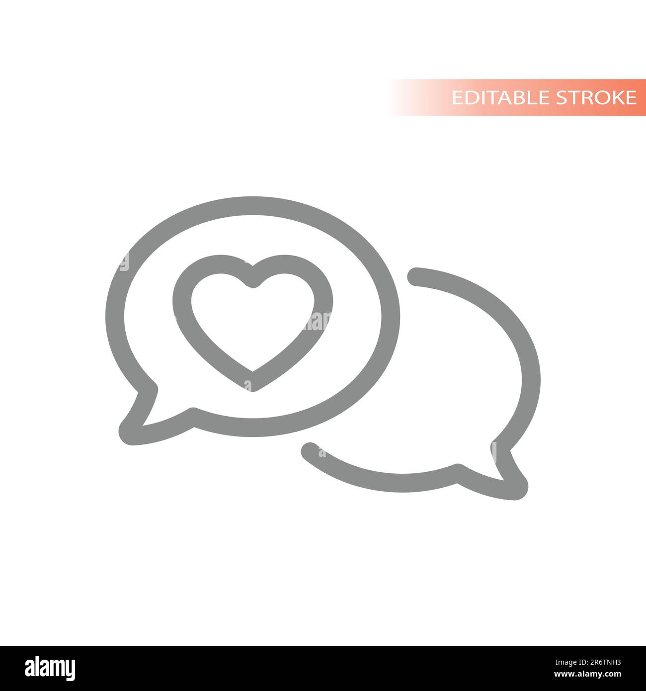 Online dating, chat bolla linea vettore icona. Discorso balloon con cuore, chattando contorno. Illustrazione Vettoriale