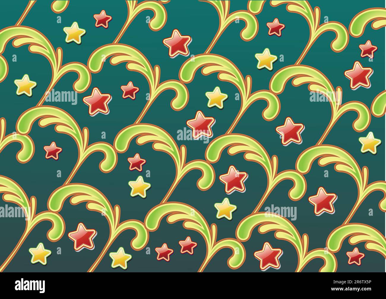 Illustrazione Vettoriale di astratta sfondo costituito di elementi floreali e divertenti colori partito stelle Illustrazione Vettoriale