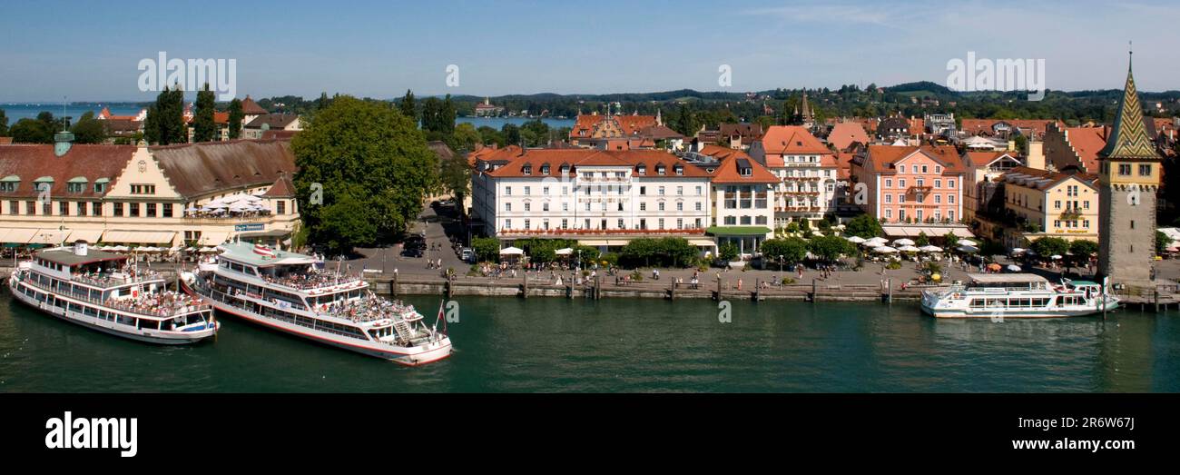 Navi passeggeri, porto, Lindau, Lago di Costanza, Baviera, Germania, Mangturm Foto Stock