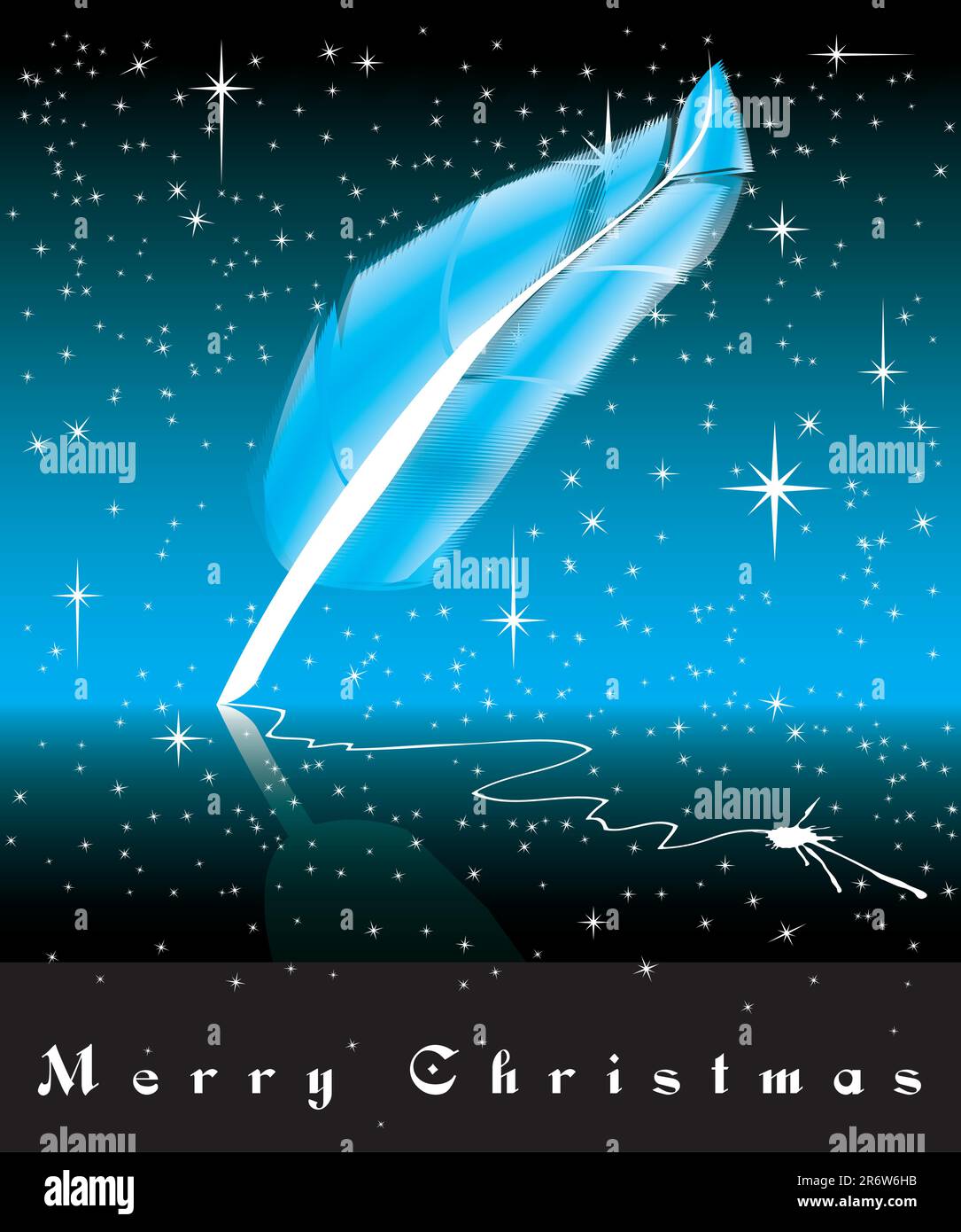 Concetto di natale con piume blu/design vettoriale/biglietto d'auguri - file EPS vettoriale facile da modificare Illustrazione Vettoriale