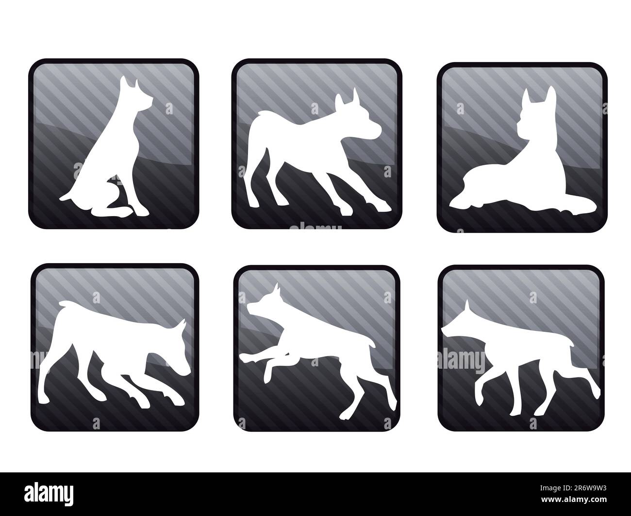 Cani sullo sfondo in diverse espressioni Illustrazione Vettoriale
