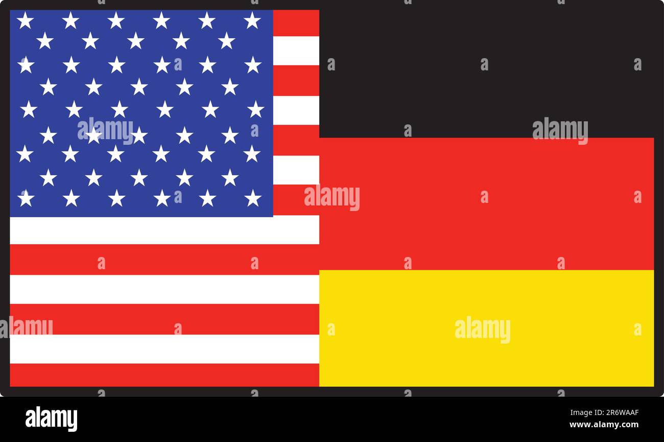 Una bandiera metà americana e metà tedesca Illustrazione Vettoriale