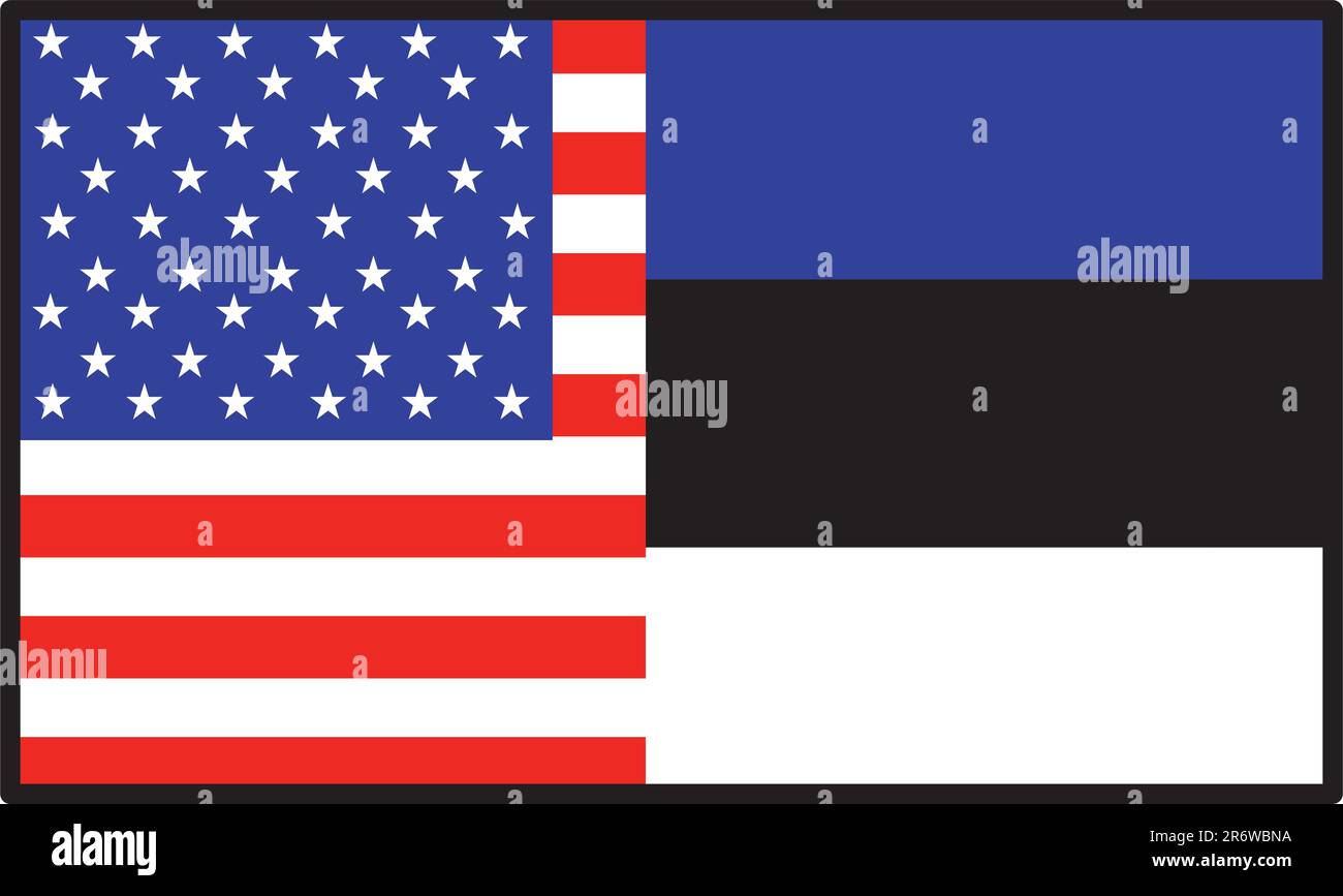 Una bandiera metà americana e metà estone Illustrazione Vettoriale
