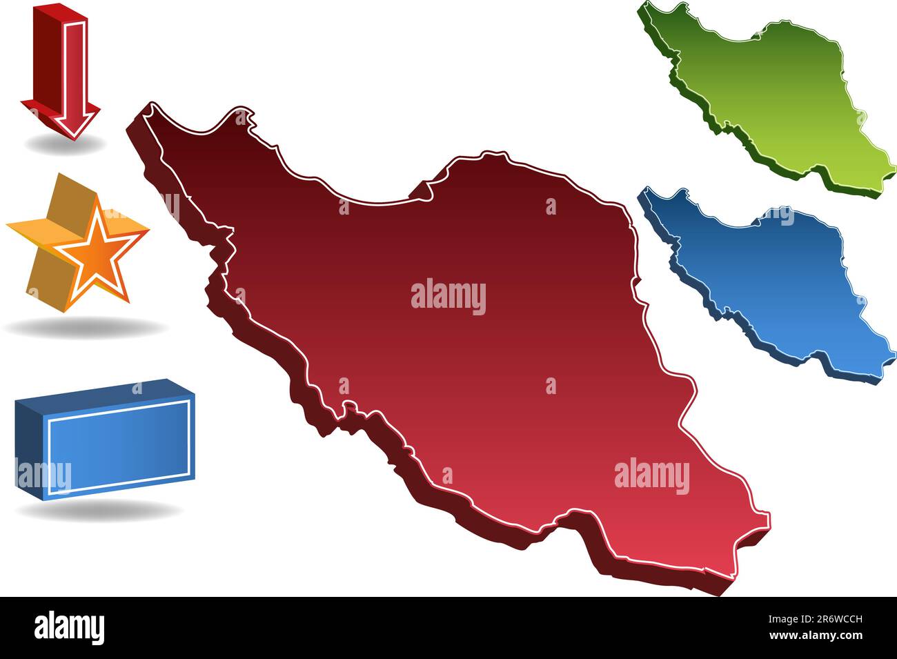 Mappa dell'Iran isolata su sfondo bianco. Illustrazione Vettoriale
