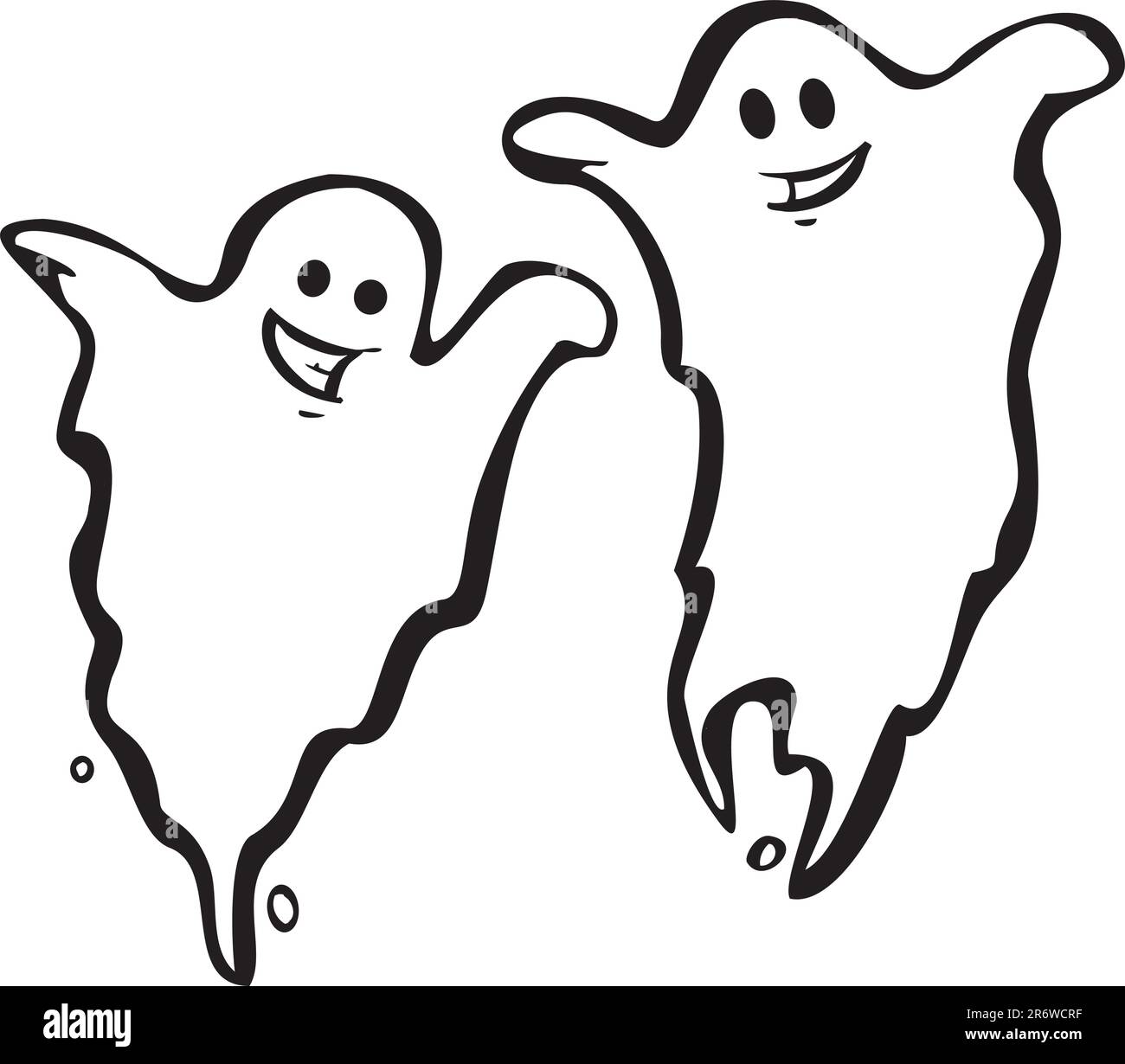 Una coppia di Divertimento notte di Halloween fantasmi. Illustrazione Vettoriale