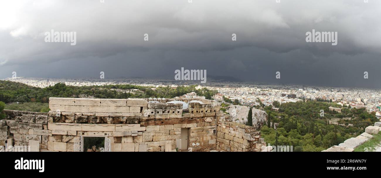 Vista sull'Acropoli, Atene, Grecia Foto Stock