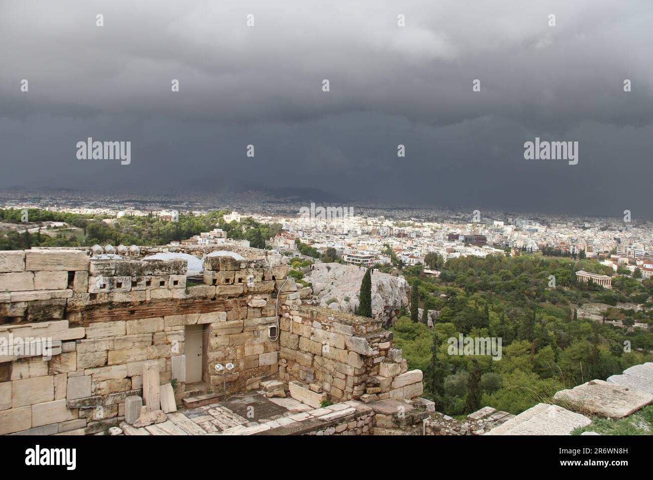 Vista sull'Acropoli, Atene, Grecia Foto Stock