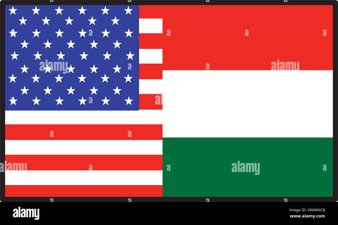 Una bandiera metà americana e metà ungherese Illustrazione Vettoriale