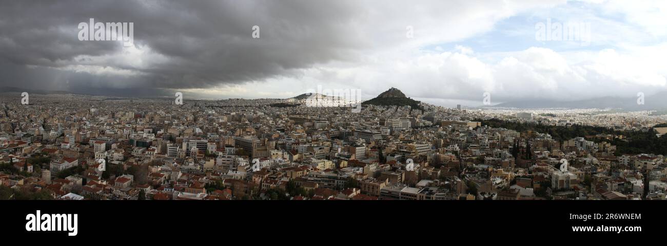 Vista sull'Acropoli, Atene, Grecia Foto Stock