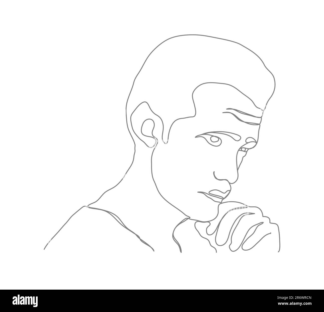 Ritratto astratto di un uomo in stile linea continua. Illustrazione per poster, stampe e design creativo Illustrazione Vettoriale