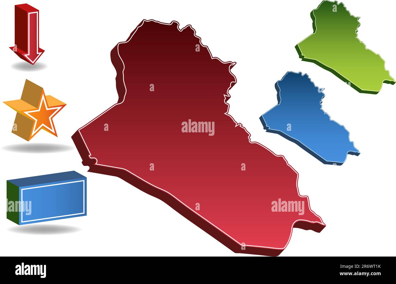 Mappa dell'Iraq isolata su sfondo bianco. Illustrazione Vettoriale