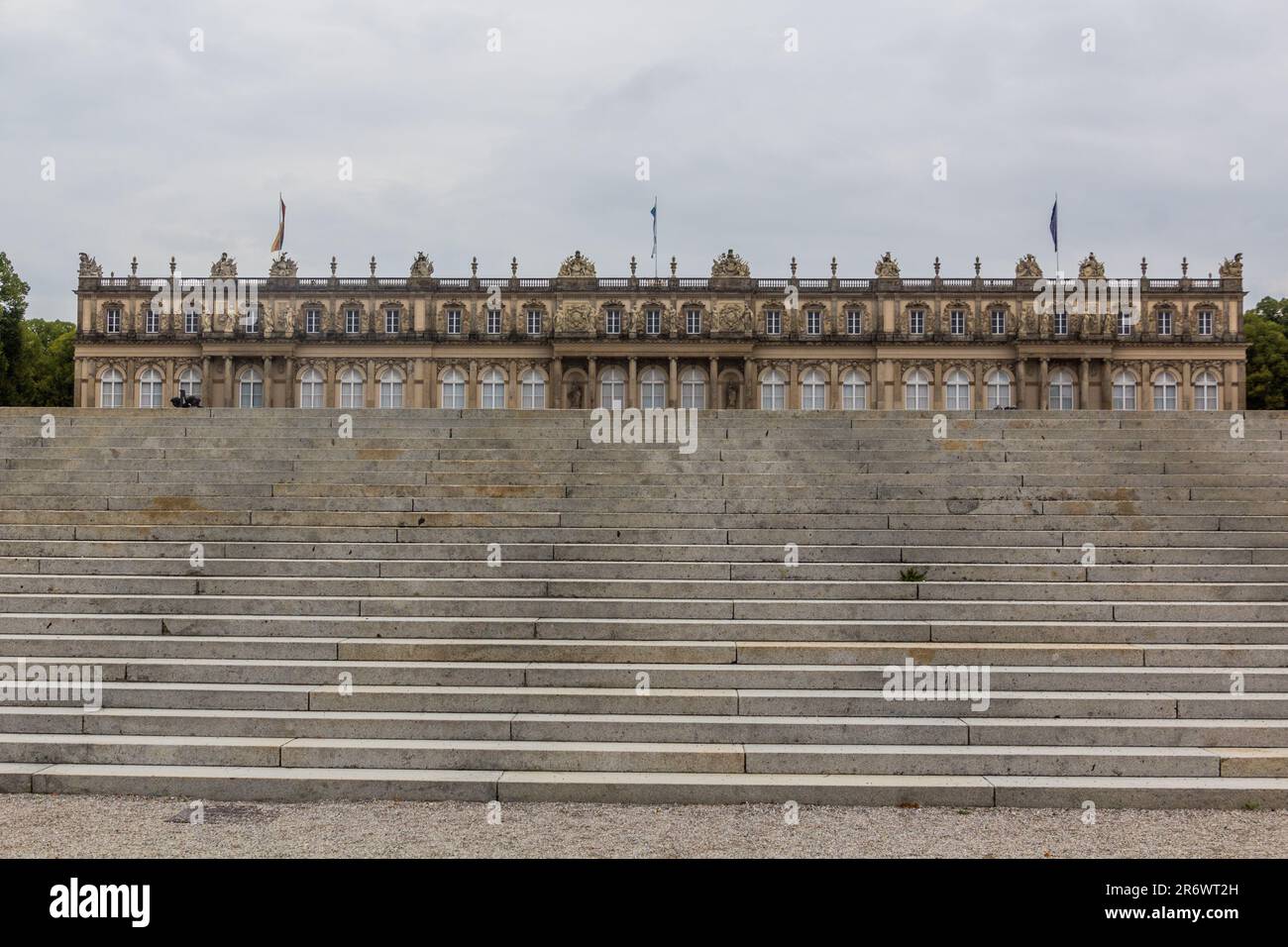 Palazzo Herrenchiemsee sull'isola di Herreninsel, nel lago di Chiemsee, in Baviera, Germania Foto Stock