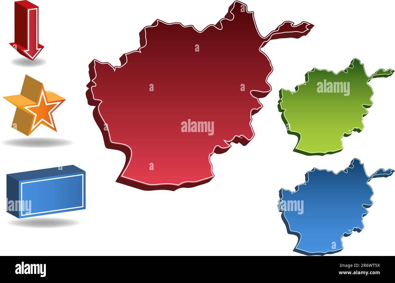 Mappa dell'Afghanistan isolata su sfondo bianco. Illustrazione Vettoriale