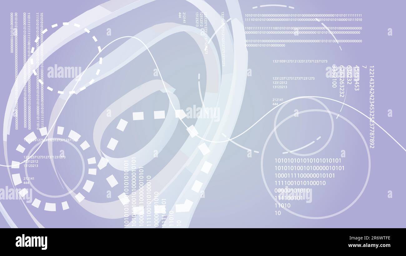 Bianco grigio astratto moderna tecnologia energetica digitale HUD visualizzare elementi da una futura trama circolare di un'interfaccia cosmica con un magico lungo-tim Illustrazione Vettoriale