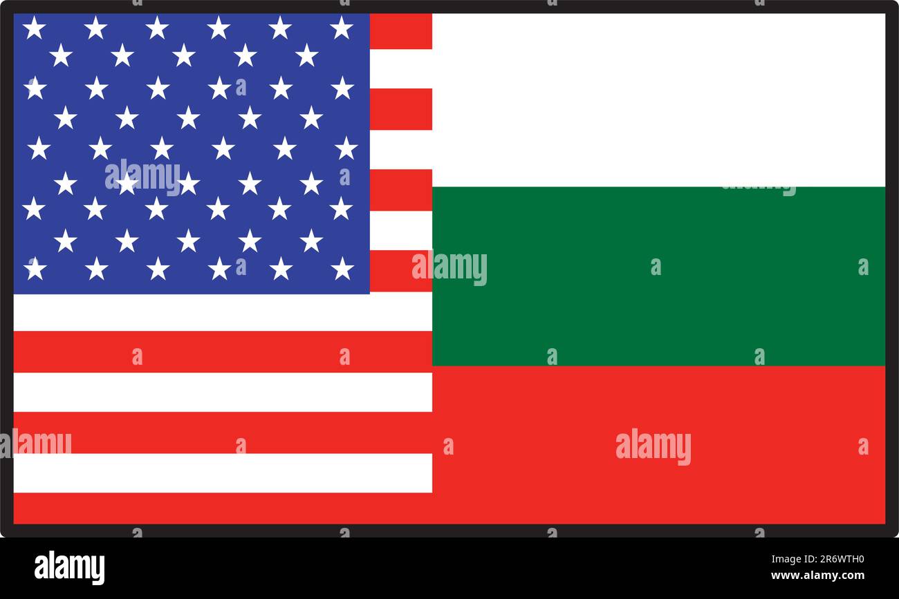 Una bandiera che è metà americana e metà Bulgaria Illustrazione Vettoriale