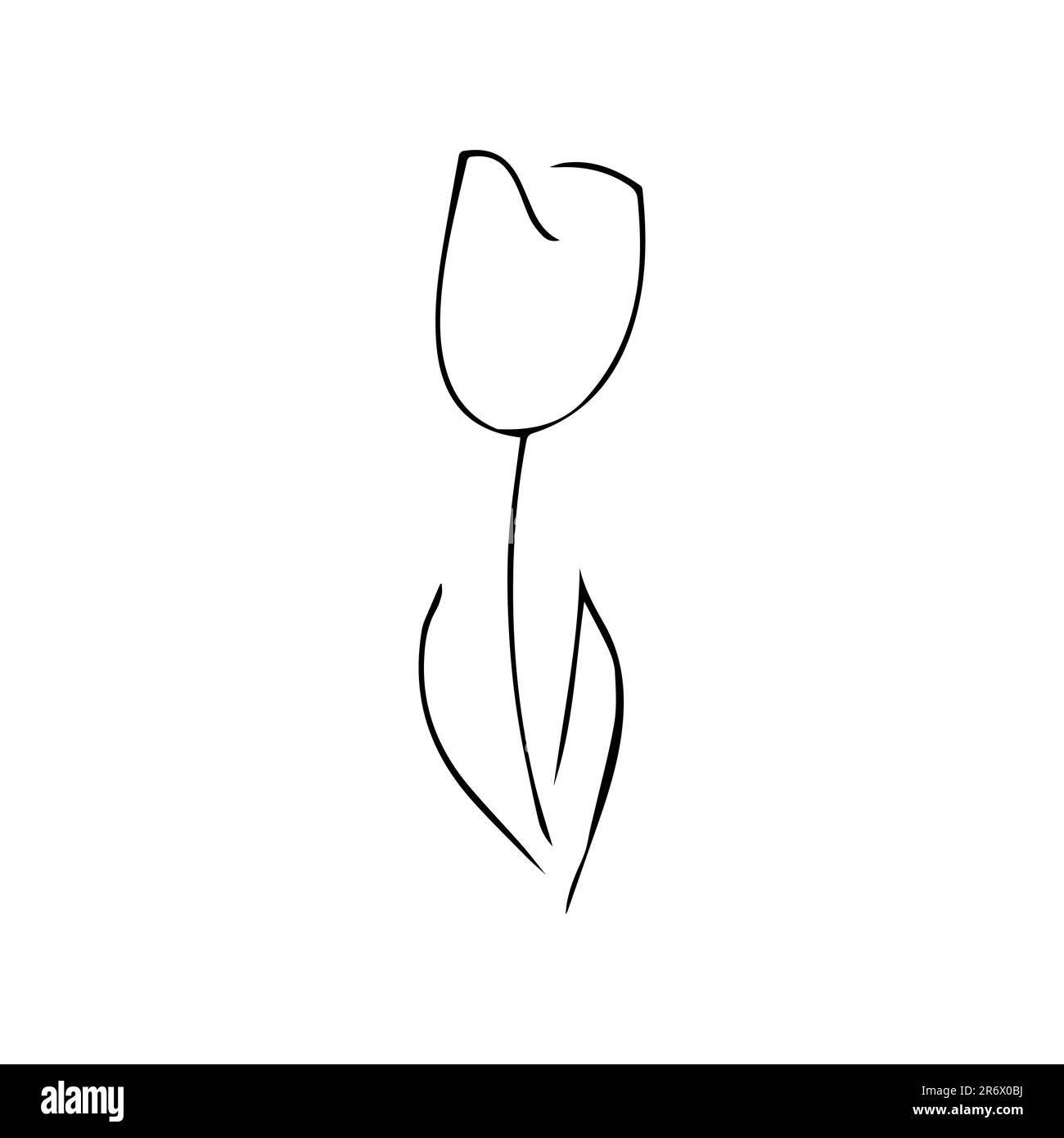 tulipano fiore linea arte Illustrazione Vettoriale