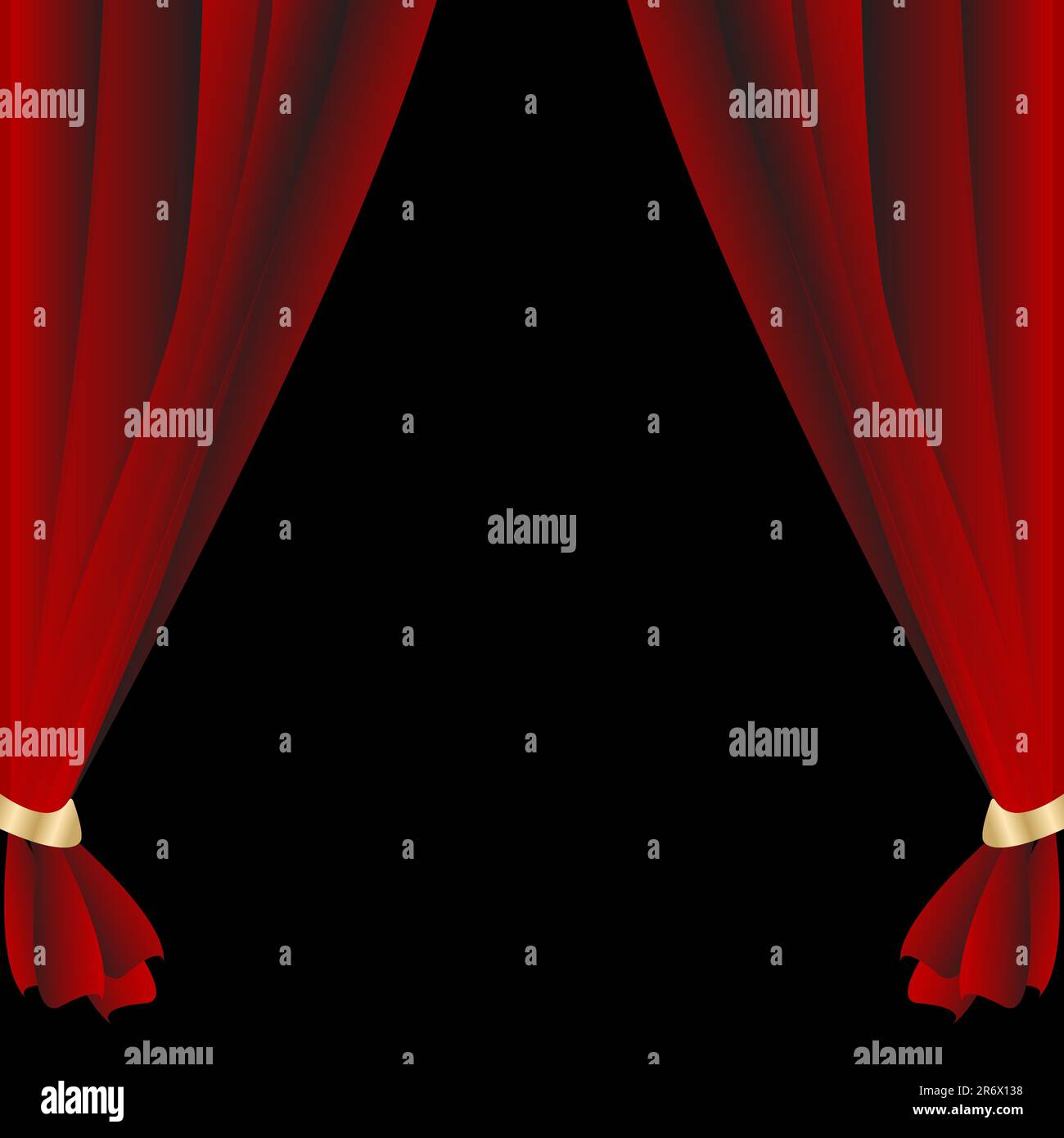 Tenda teatrale rossa su sfondo nero Illustrazione Vettoriale