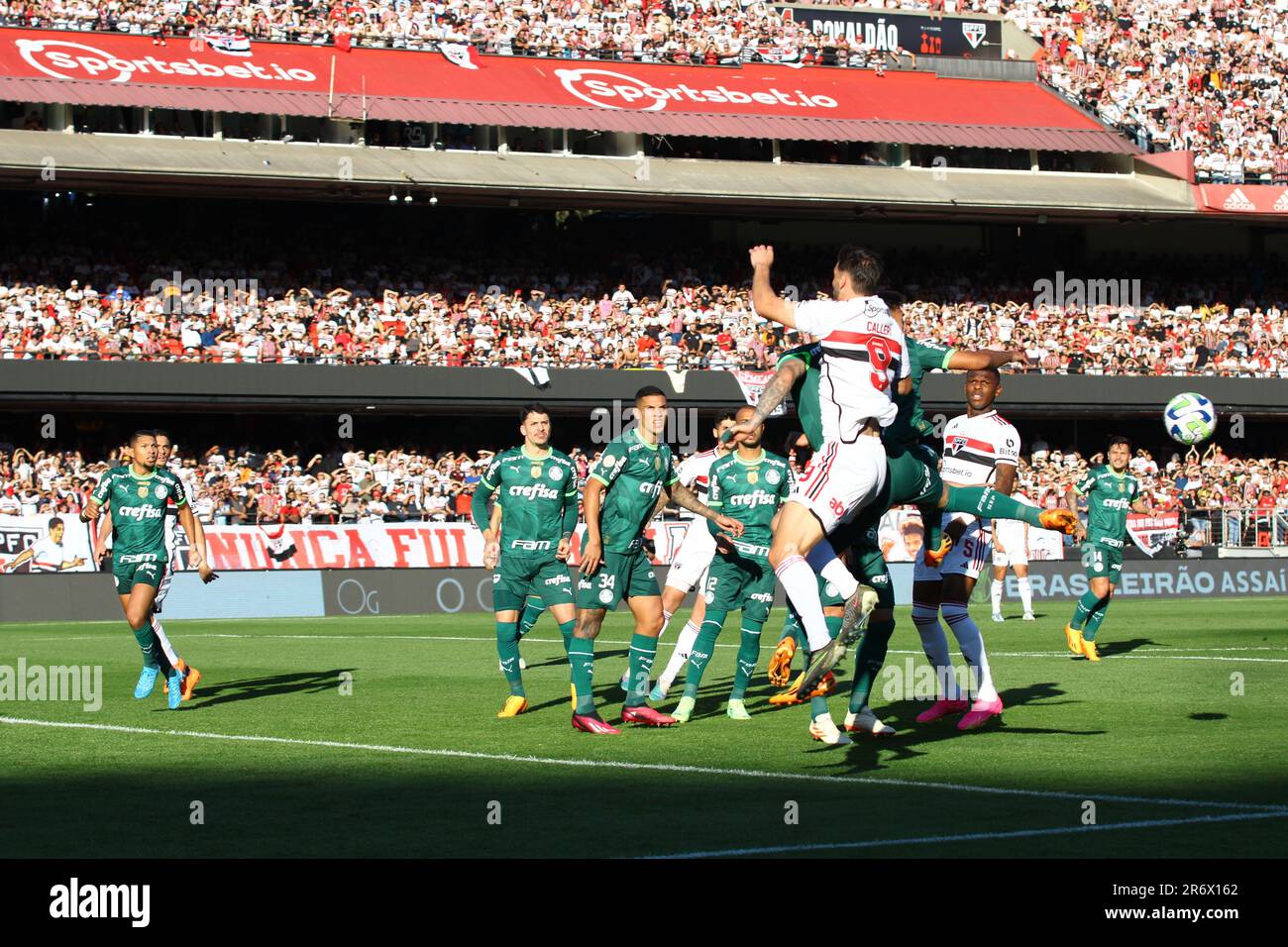 San Paolo, San Paolo, Brasile. 11th giugno, 2023. SAO PAULO (SP), 06/11/2023 - CAMPIONATO BRASILIANO 2023/FOOTBALL/SAO PAULO/PALMEIRAS - Partita tra Sao Paulo e Palmeiras, valida per il 10th° round del Campionato brasiliano 2023, a Morumbi, questa domenica pomeriggio 11 giugno 2023. (Credit Image: © Edson De Souza/TheNEWS2 via ZUMA Press Wire) SOLO PER USO EDITORIALE! Non per USO commerciale! Foto Stock