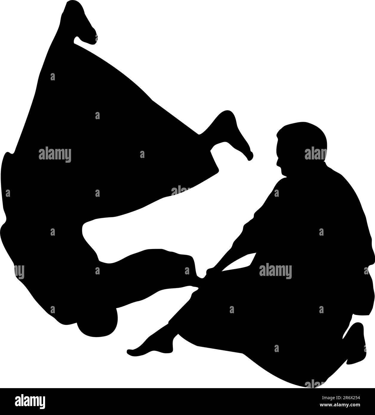 Arti di combattimento AIKIDO.Ueshiba. Illustrazione Vettoriale