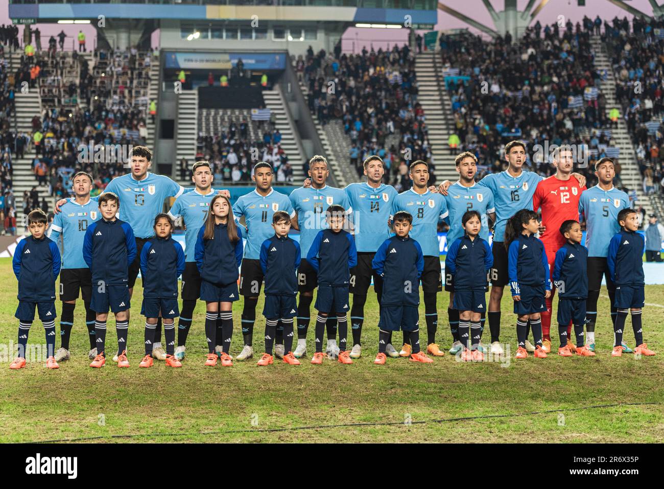 La squadra dell'Uruguay per la finale della Coppa del mondo FIFA U20 Uruguay U20 vs Italia U20 allo stadio la Plata di Tolosa, Argentina, 11th giugno 2023 (Foto di Mateo occhi/News Images) Foto Stock