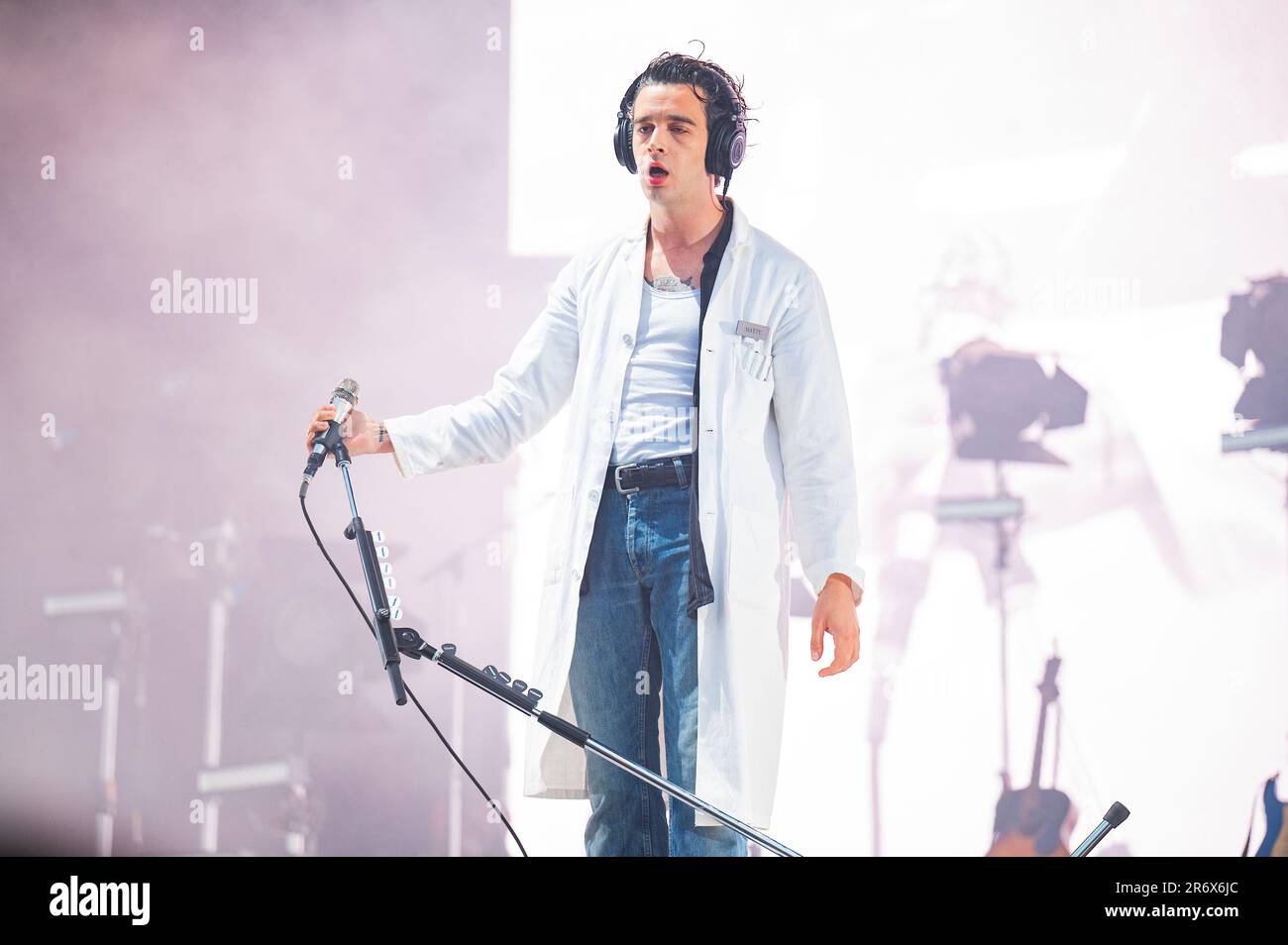 Manchester, Regno Unito. 11th giugno 2023. Matty Healy, Adam Hann, Ross MacDonald e George Daniel della band il 1975° giorno 2 del Parklife Festival 2023, Credit: Gary Mather/Alamy Live News Foto Stock