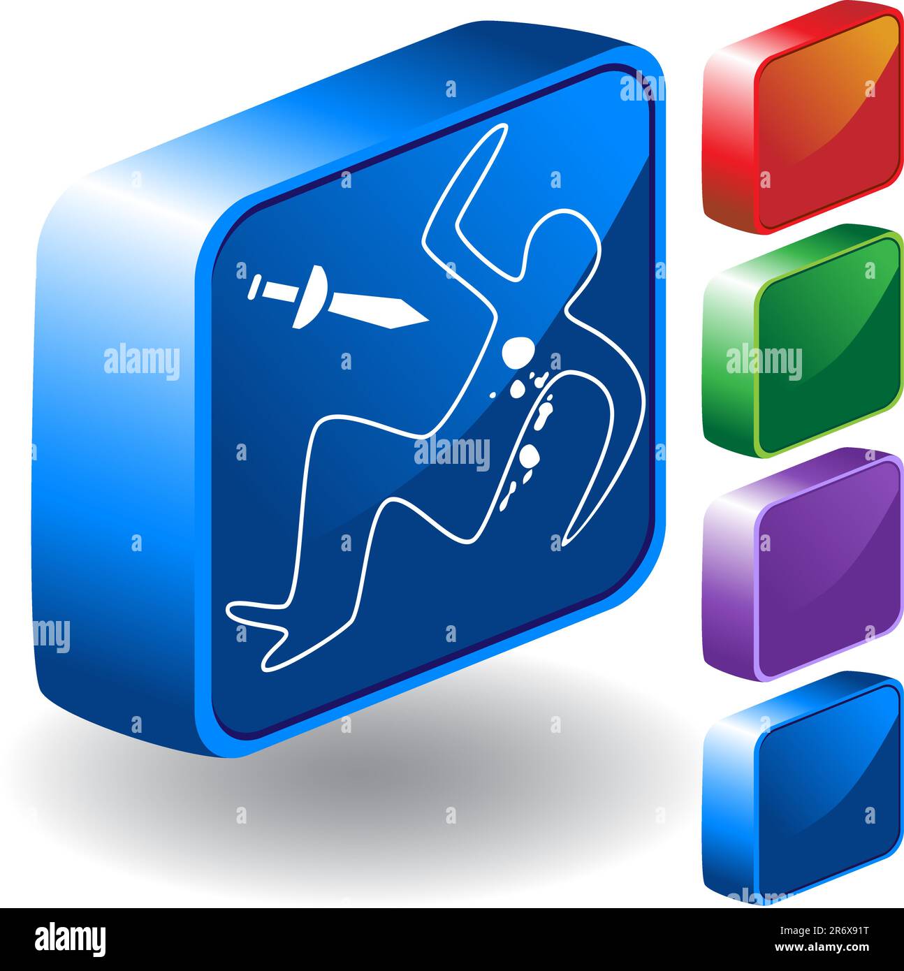 Scena del crimine - Set di pulsanti 3D. Illustrazione Vettoriale