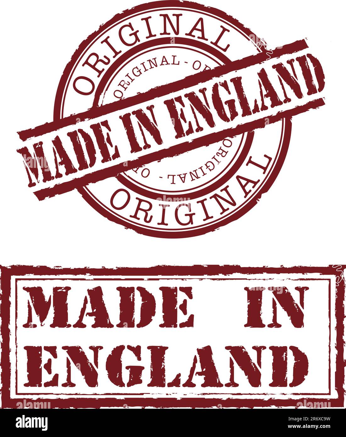 Timbro Vector Made in England con inchiostro rosso Illustrazione Vettoriale