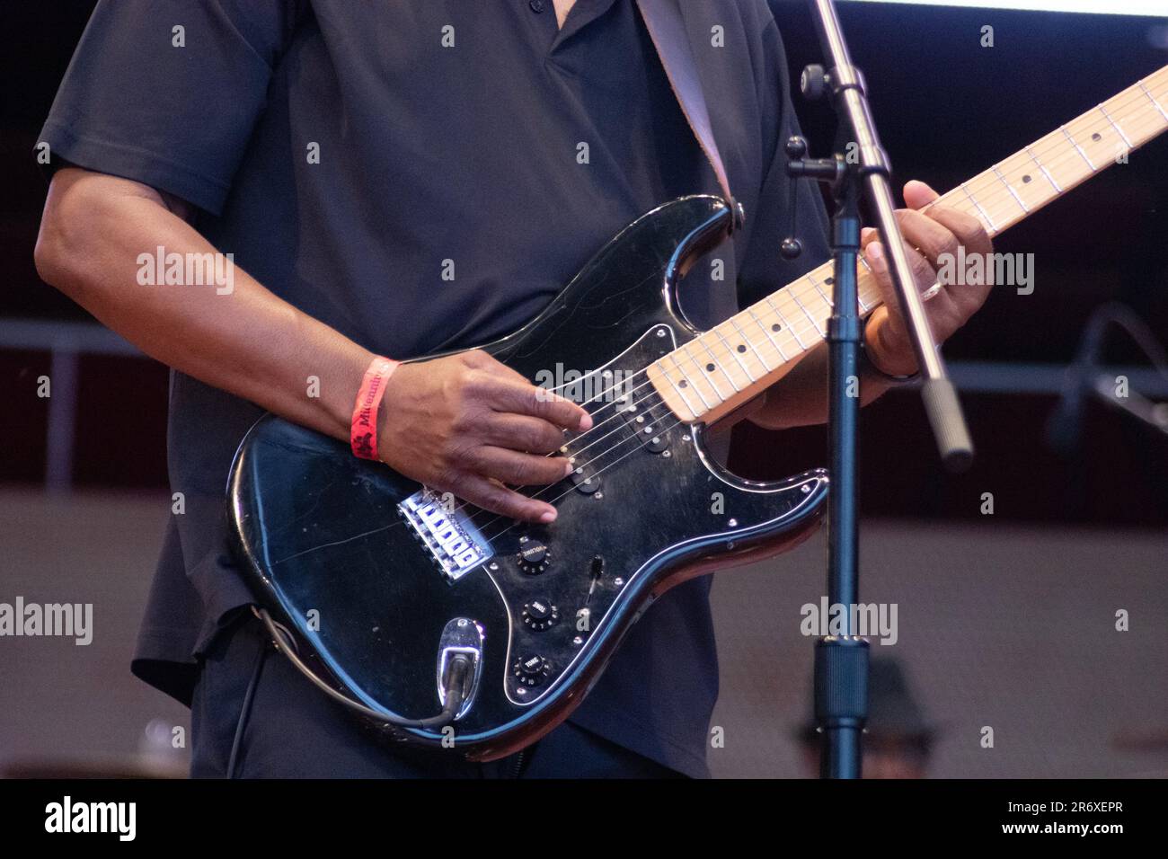 10 giugno 2023, Chicago, il, USA: Il Chicago Blues Festival ha continuato con un forte ritmo sabato sera 10th giugno. Le esibizioni di strong Blues hanno fatto ballare la folla con le braccia in aria. SugarRay Rayford, Demetria Taylor e la Mike Wheeler Band e Mud Morganfield (figlio di Muddy Waters) con una blues star stuudded band sono stati gli atti della serata. (Credit Image: © Karen I. Hirsch/ZUMA Press Wire) SOLO PER USO EDITORIALE! Non per USO commerciale! Foto Stock