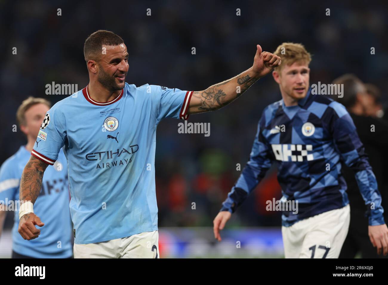 Ataturk Olympic Stadium, Istanbul, Turchia. 10th giugno, 2023. UEFA Champions League Final, Manchester City contro Inter Milan; Kyle Walker di Manchester City festeggia la vittoria di €1-0 Credit: Action Plus Sports/Alamy Live News Foto Stock