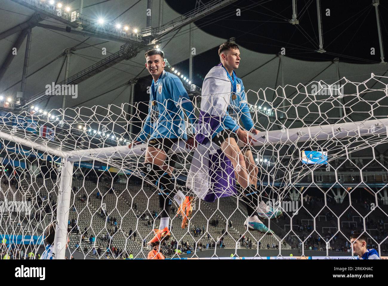 I giocatori dell'Uruguay dopo la finale della Coppa del mondo FIFA U20 Uruguay U20 vs Italia U20 allo stadio la Plata di Tolosa, Argentina, 11th giugno 2023 (Foto di Mateo occhi/News Images) Foto Stock