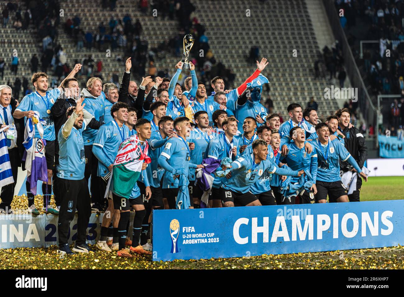 Squadra dell'Uruguay dopo la finale della Coppa del mondo FIFA U20 Uruguay U20 vs Italia U20 allo stadio la Plata di Tolosa, Argentina. 11th giugno, 2023. (Foto di Mateo occhi/News Images) a Tolosa, Argentina, il 1/31/2021. (Foto di Mateo occhi/News Images/Sipa USA) Credit: Sipa USA/Alamy Live News Foto Stock