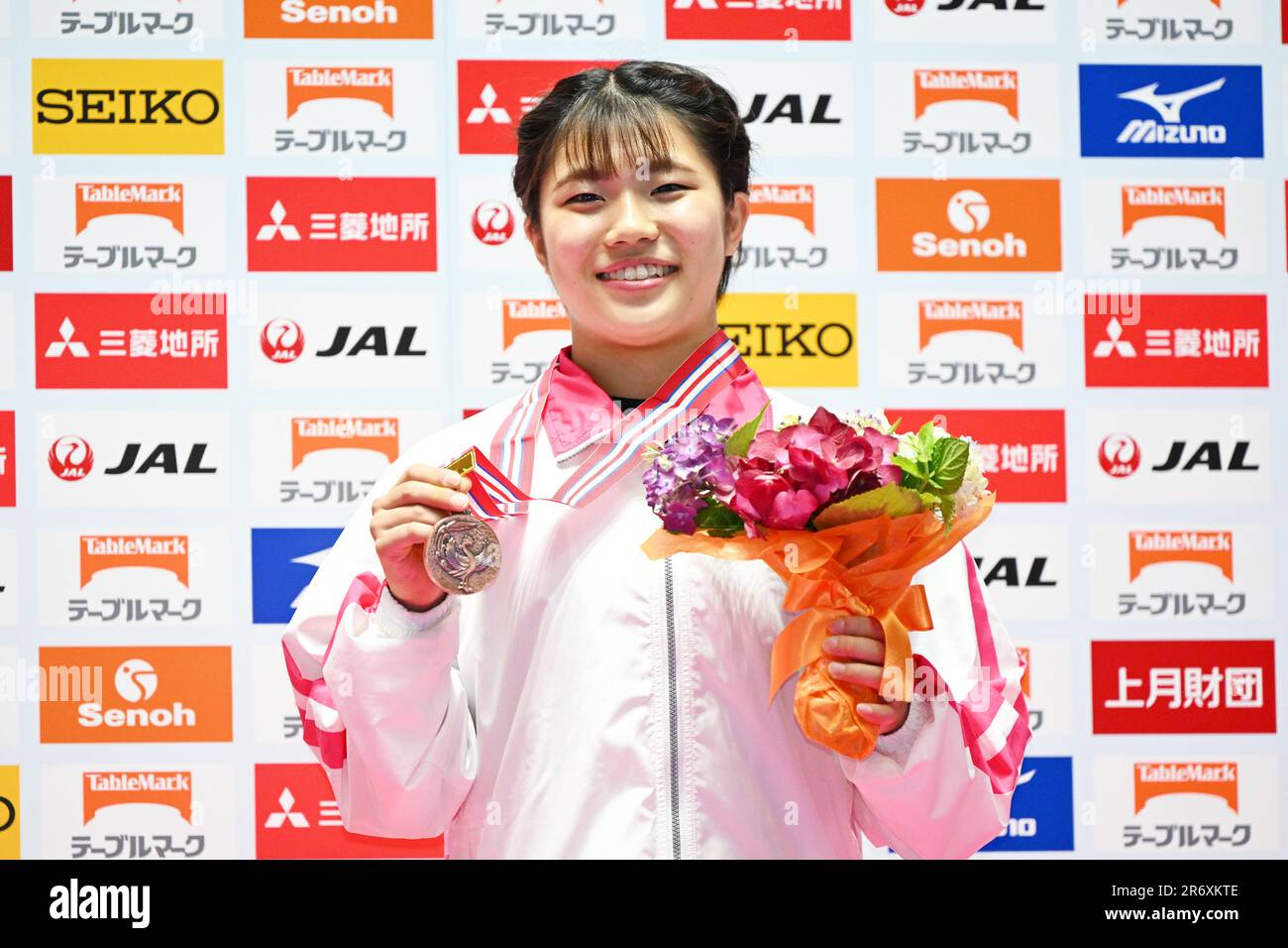 Yoyogi 1st palestra, Tokyo, Giappone. 11th giugno, 2023. Ayaka Sakaguchi, 11 GIUGNO 2023 - Ginnastica artistica : la cerimonia di premiazione del 77th All Japan Artistic Gymnastics Apparatics Championship Women's Floor Exercise Award al Yoyogi 1st Gymnasium, Tokyo, Giappone. Credit: MATSUO.K/AFLO SPORT/Alamy Live News Foto Stock