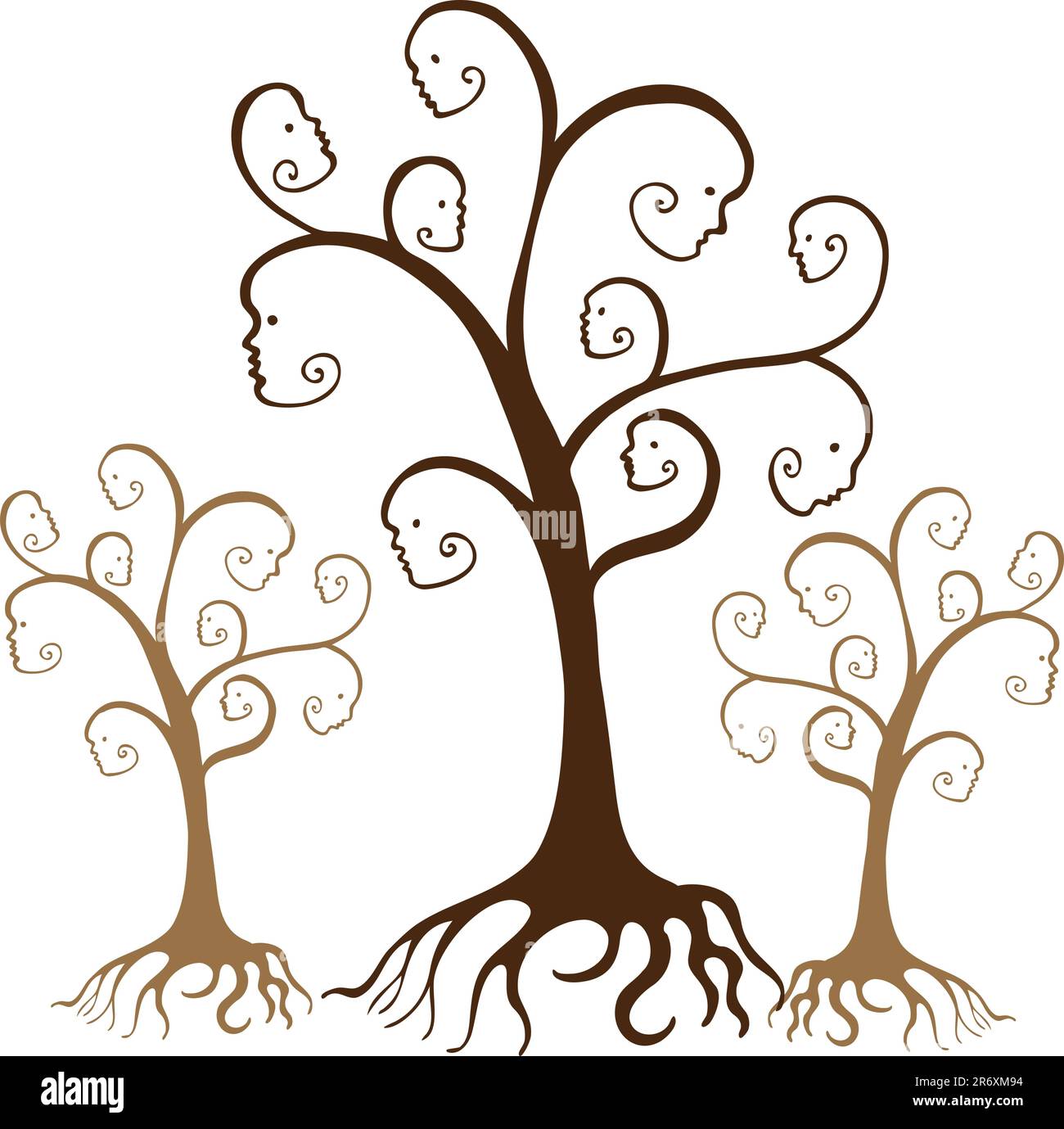 L'albero genealogico è isolato su uno sfondo bianco. Illustrazione Vettoriale