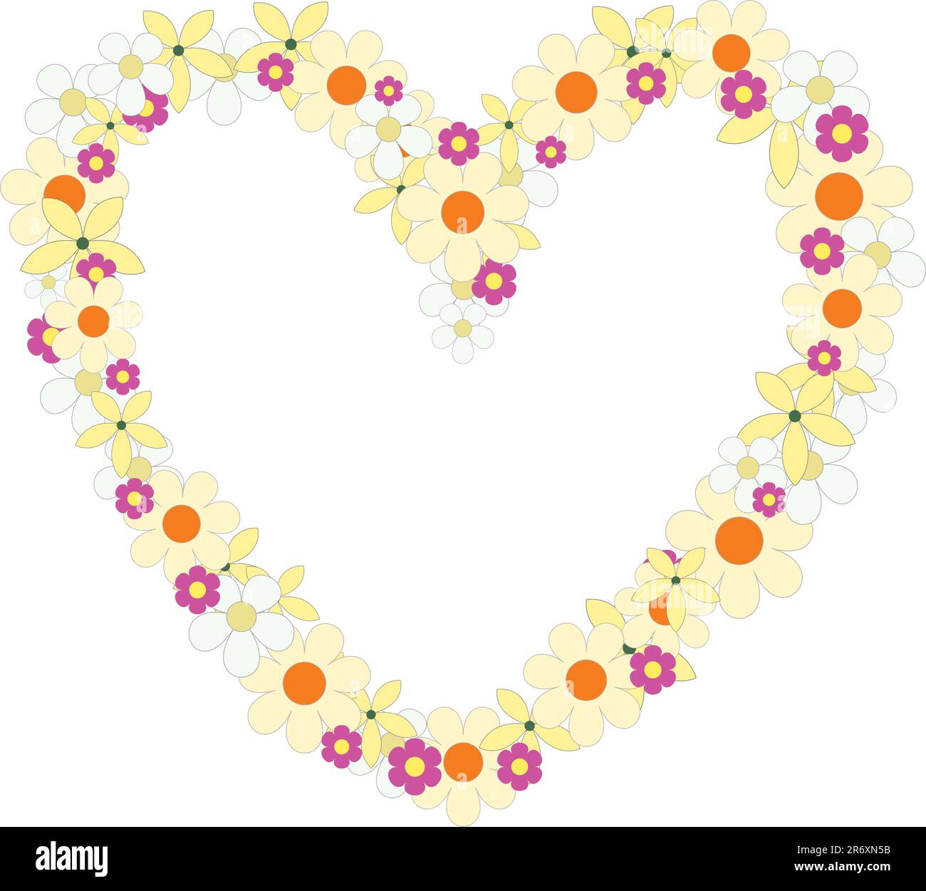 Il cuore di fiori su sfondo bianco Illustrazione Vettoriale